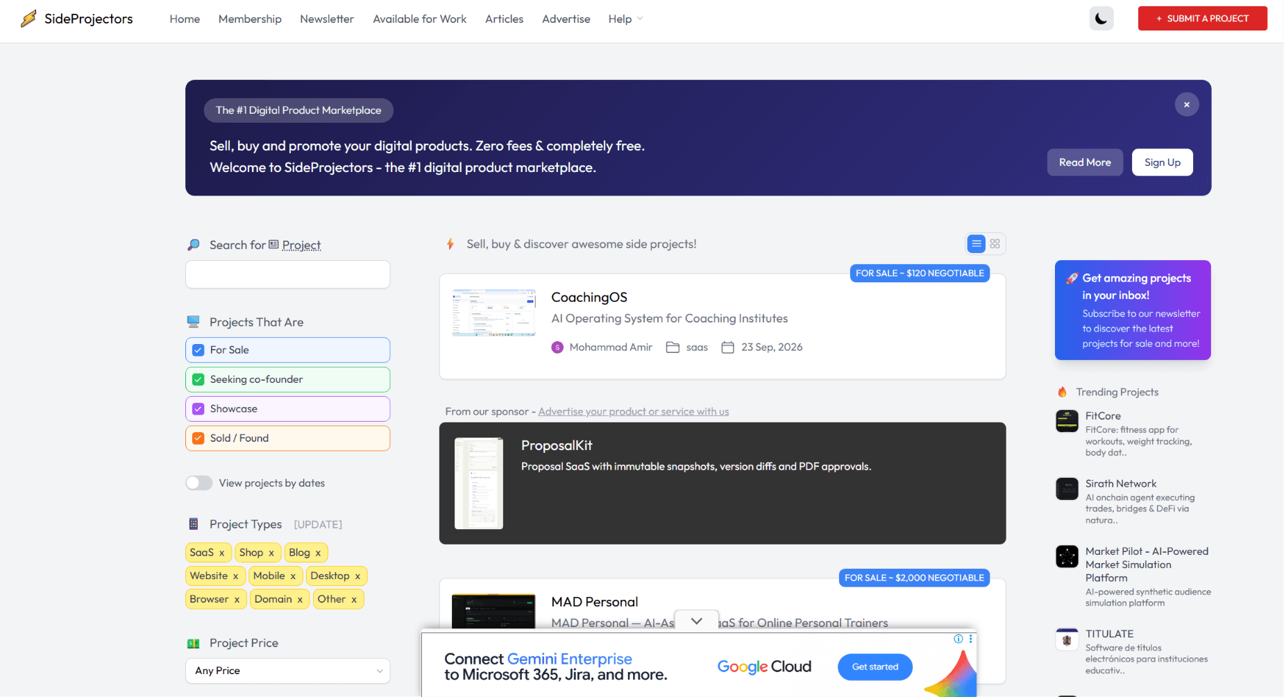 SideProjectors platform preview